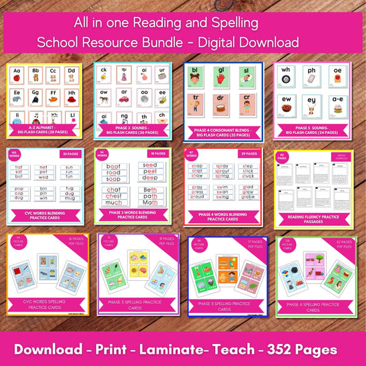 ALL IN ONE READING AND SPELLING SCHOOL RESOURCE BUNDLE