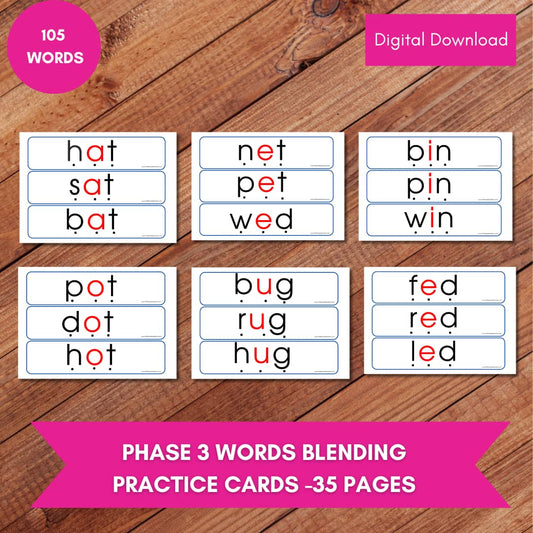 CVC WORDS BLENDING PRACTICE CARDS