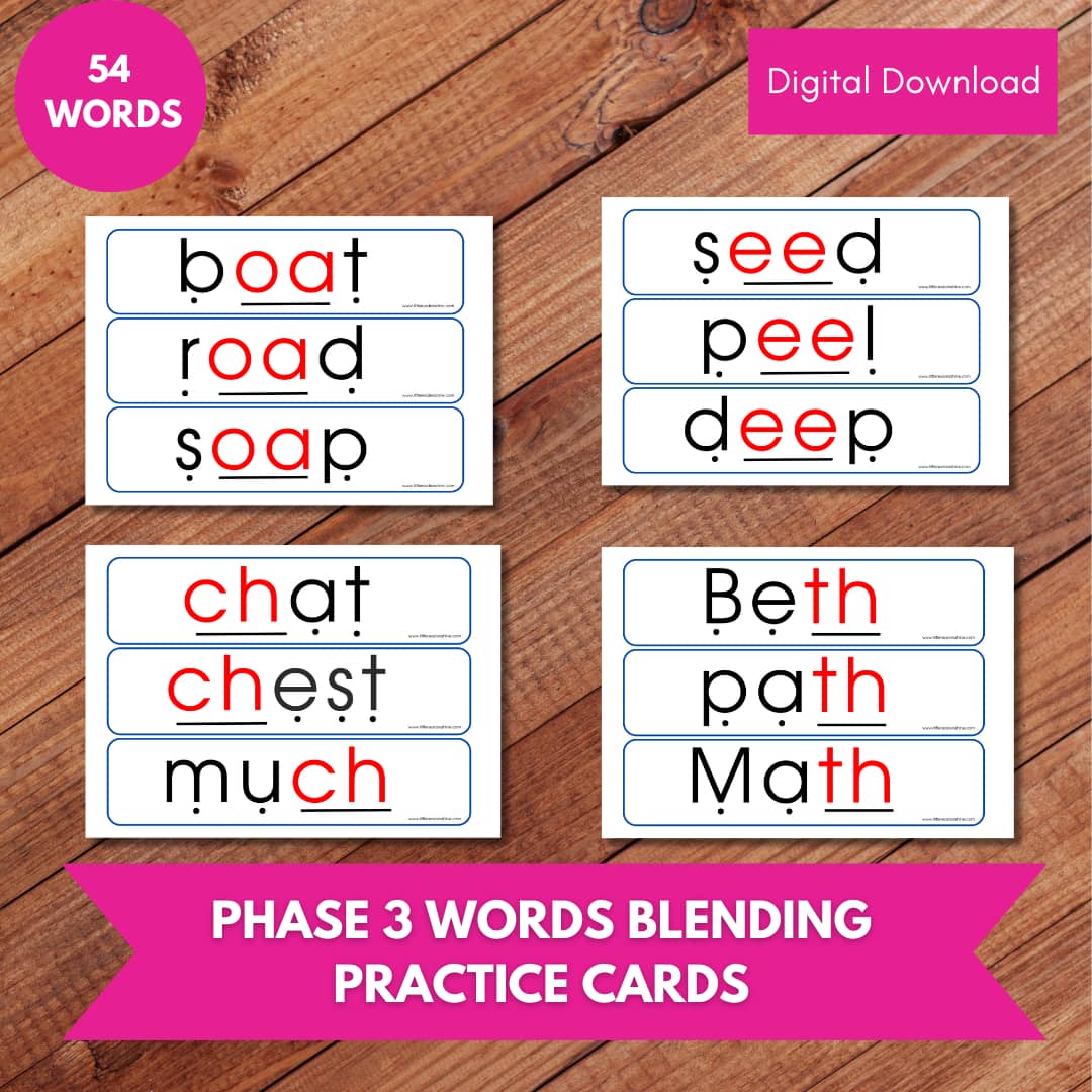 PHASE 3 WORDS BLENDING PRACTICE CARDS