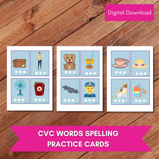 CVC WORDS SPELLING PRACTICE CARDS