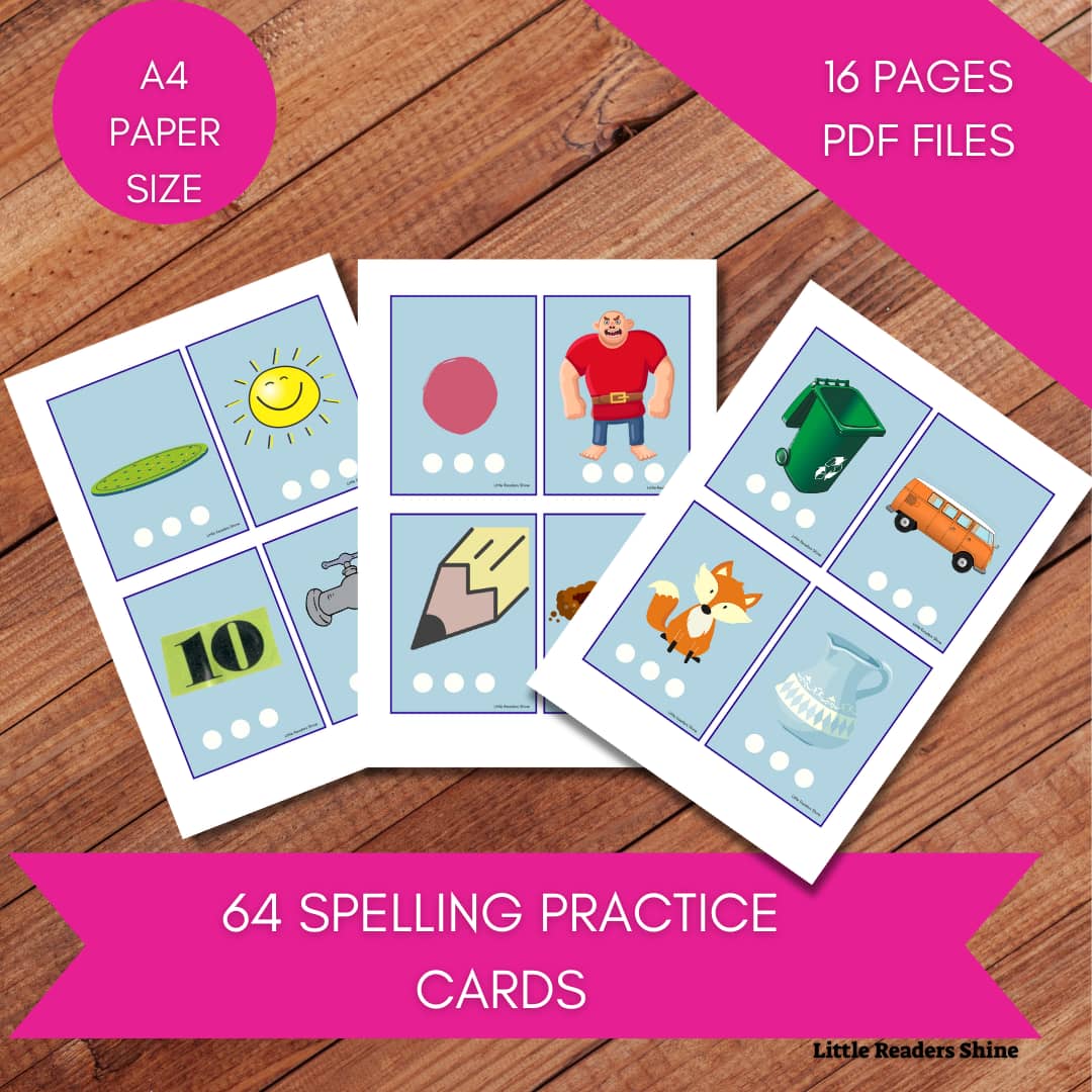 CVC WORDS SPELLING PRACTICE CARDS