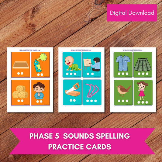 PHASE 5 WORDS SPELLING PRACTICE CARDS