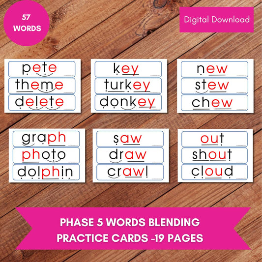 PHASE 5 WORDS BLENDING PRACTICE CARDS