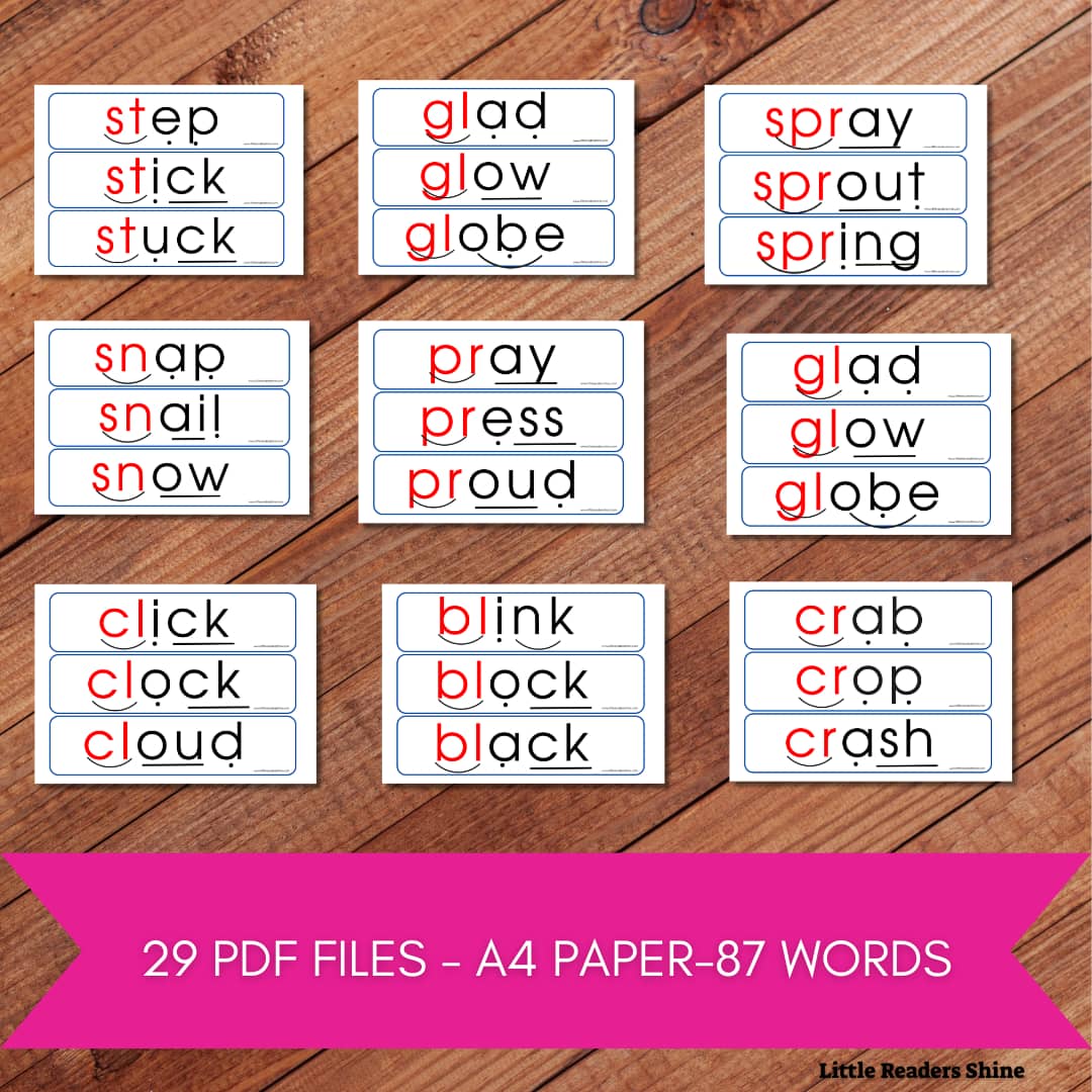 PHASE 4 CONSONANT BLENDS READING PRACTICE CARDS